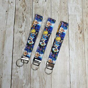 Rainbow Brite Fabric Keychain Wristlet: Vintage 1980s Handmade Key Fob